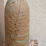 Sandstone bottle with inlaid fern décor by Alain Bernard Breton potter