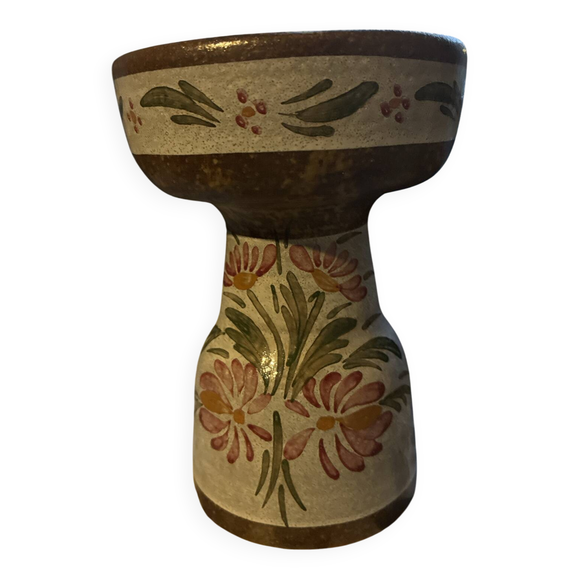 Glazed stoneware candlestick – signed BOZ P.S CHIP