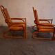 Set de fauteuils en bambou et cuir années 60'S