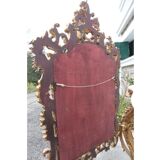 Mirror set with console gilded wood baroque style on white marble
