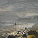 Huile sur toile originale "Rivière" par Lars Herder vintage et encadrée 37×28cm