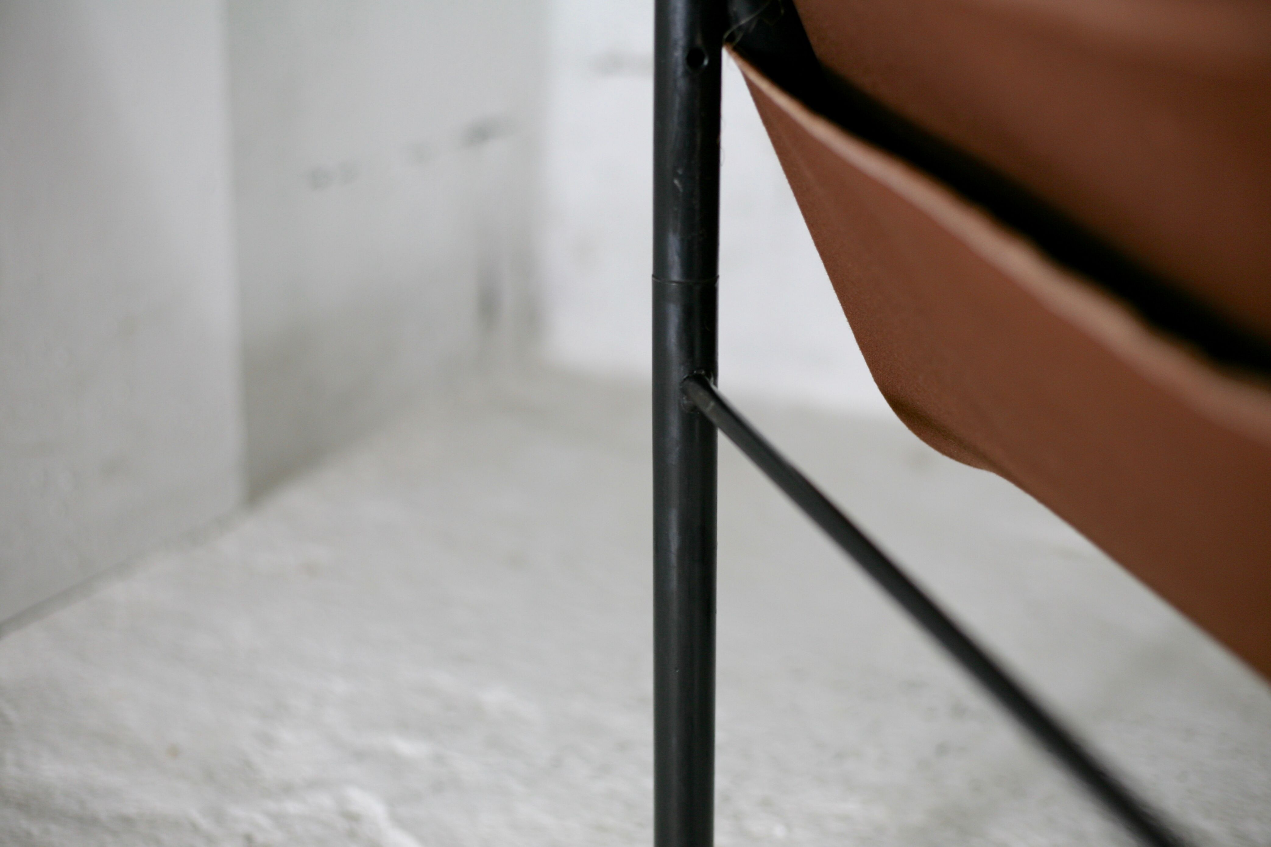 Pair of KEBE drivers, Denmark, circa 1975. Steel and "chocolate" canvas