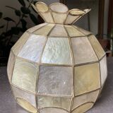 Mother-of-pearl and brass pendant lamp 1960