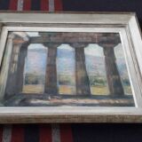 Old painting representing a landscape