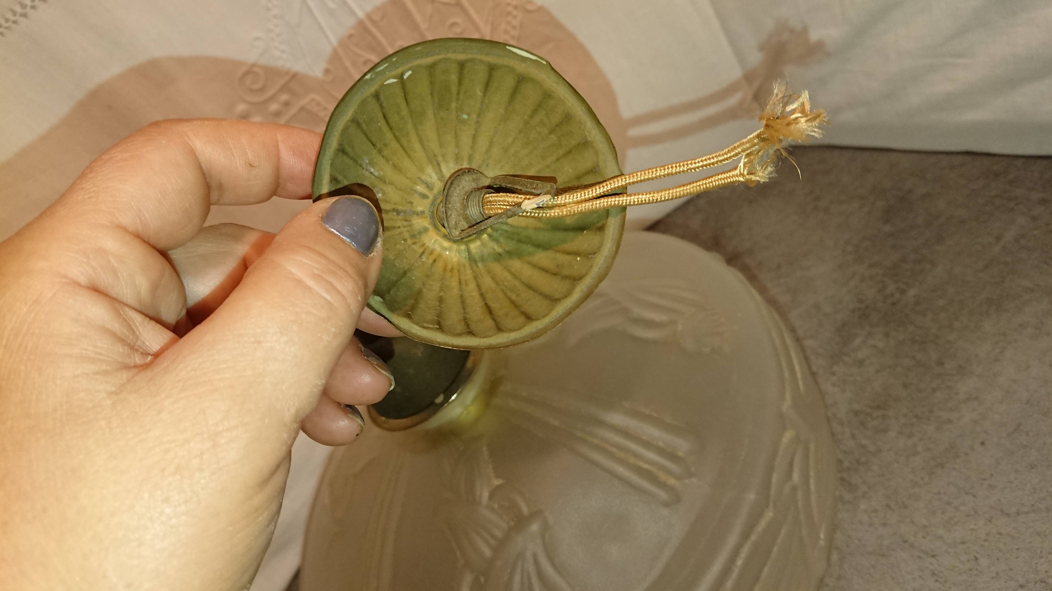 Glass chandelier France Art Deco 1930 Suspension in beige colored glass paste