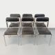 Set of 6 vintage Italian stackable chairs in chrome metal and faux leather.