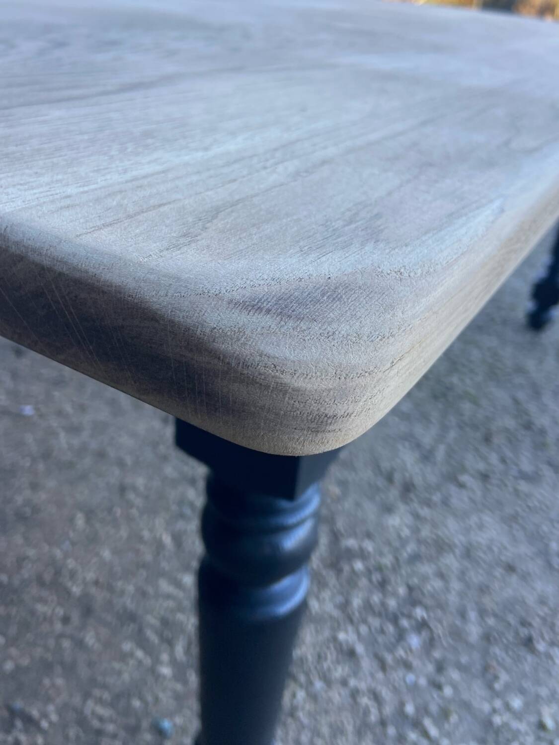 Wood and black farmhouse table