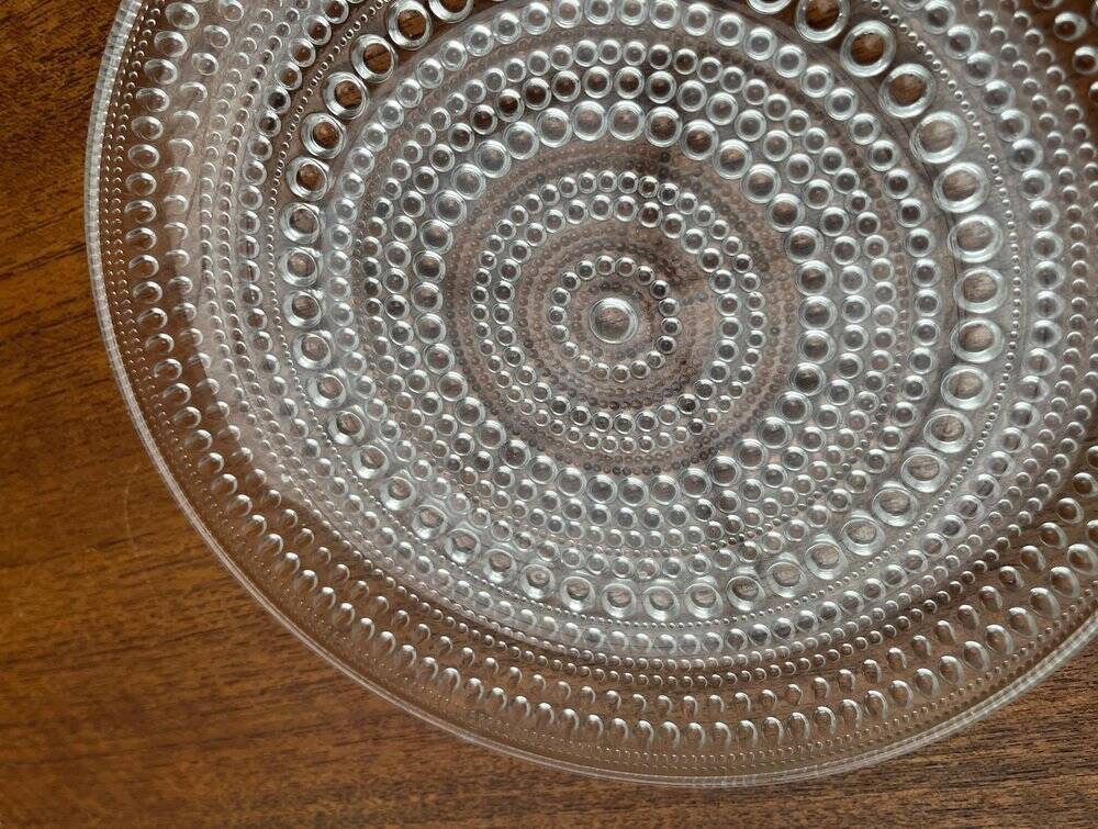 Set of 5 vintage Finnish glass plates from the Kastehelmi series by Oiva Toikka for Iittala.