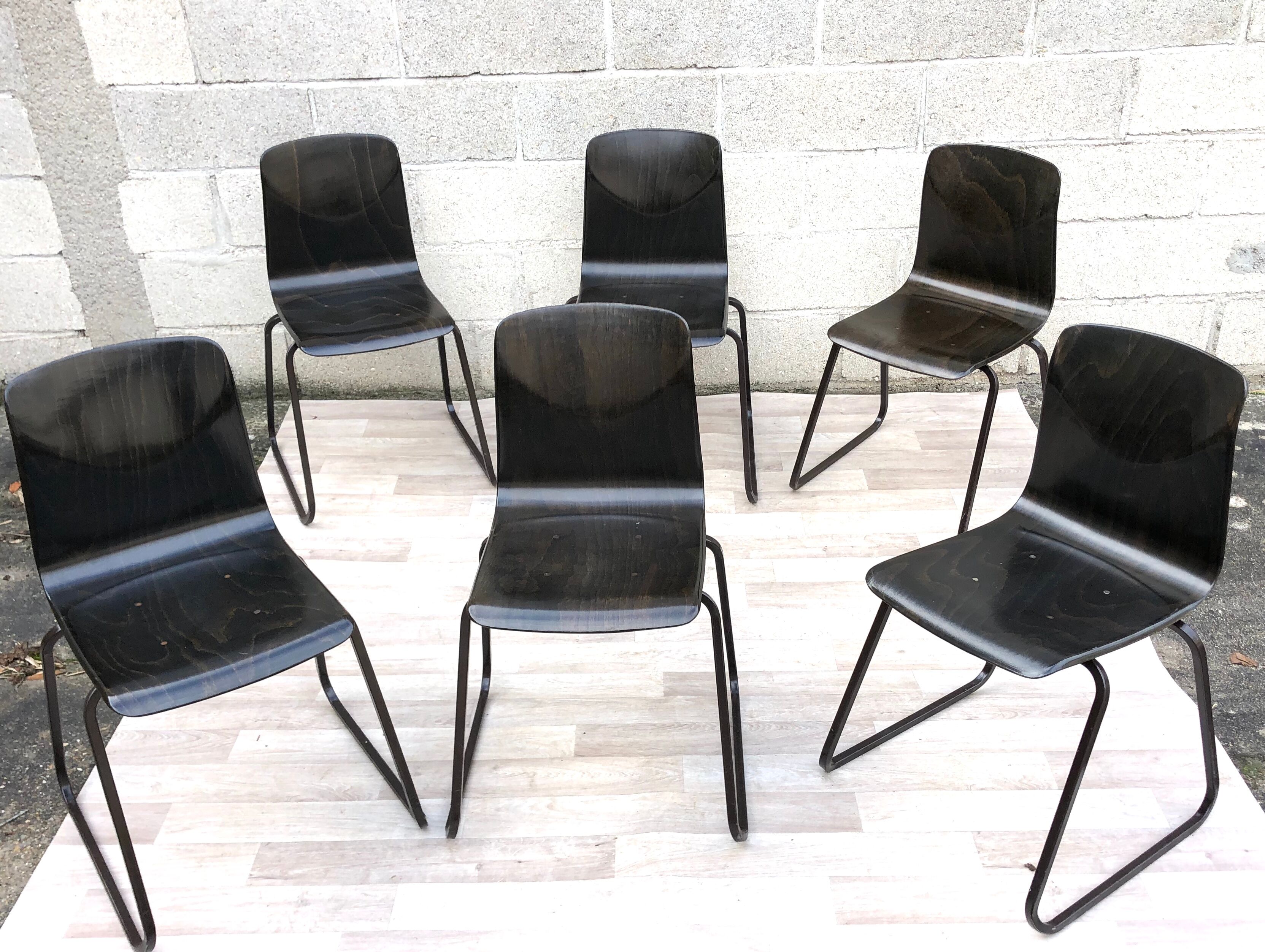 Lot of 6 vintage Galvanitas S23 chairs