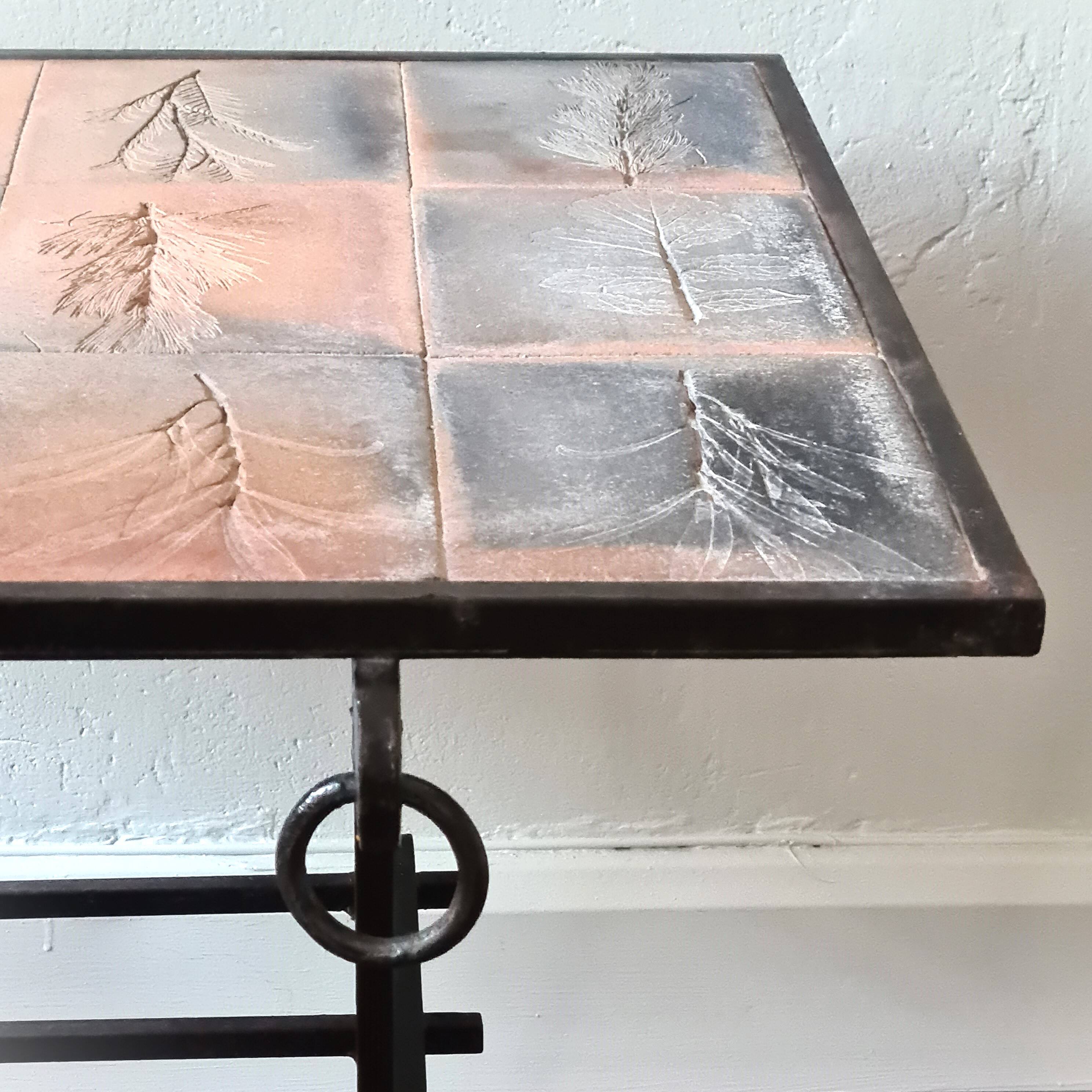 Wrought iron and ceramic coffee table
