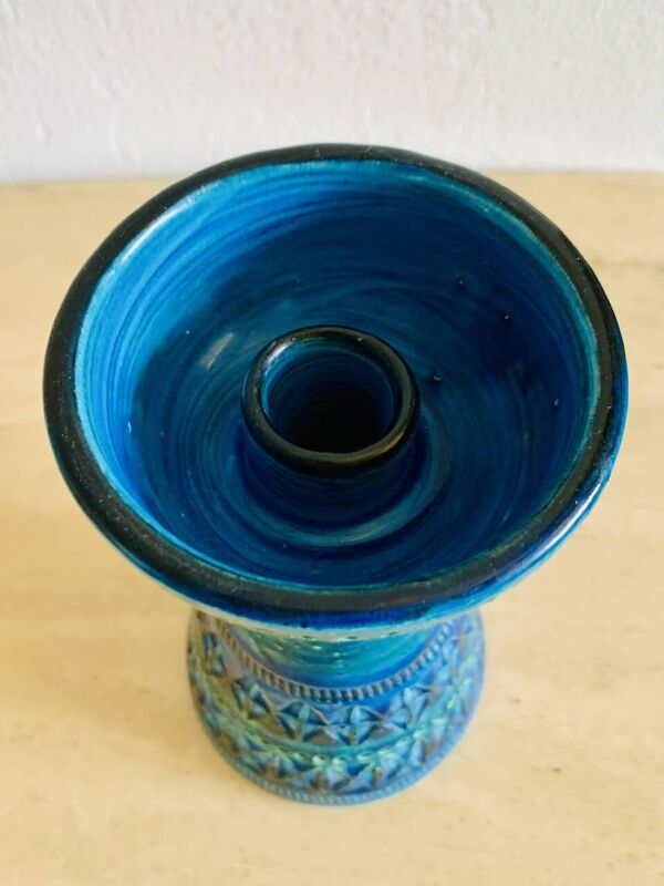 Bougeoir / Porte Bougie Vintage Rimini Bleu par Bitossi, 1950s