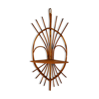Etagère d'angle en rotin vintage