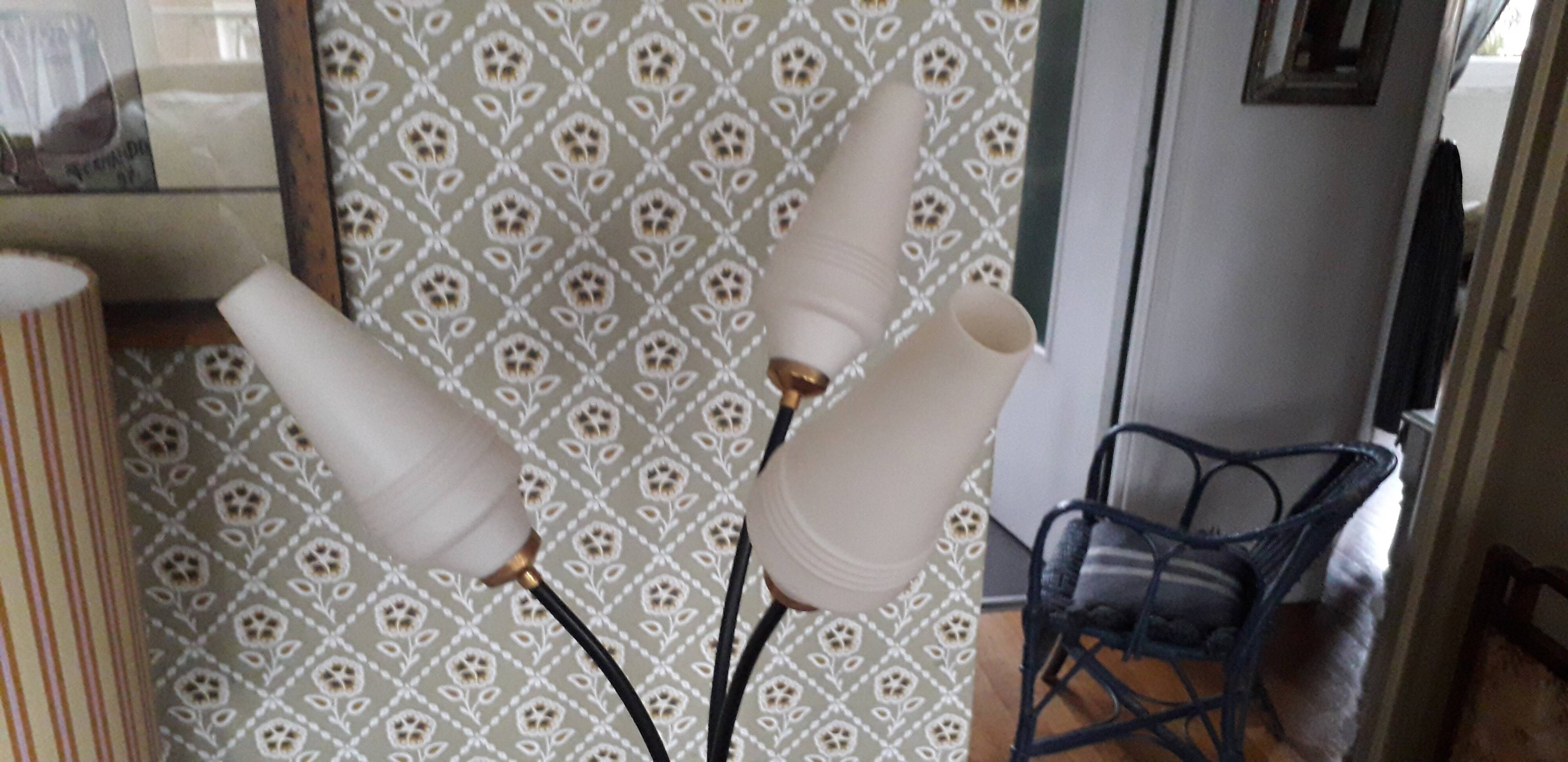 1950s metal tripod floor lamp