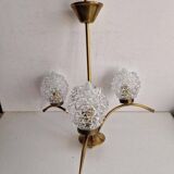 3 branch chandelier with glass globes from the 60s