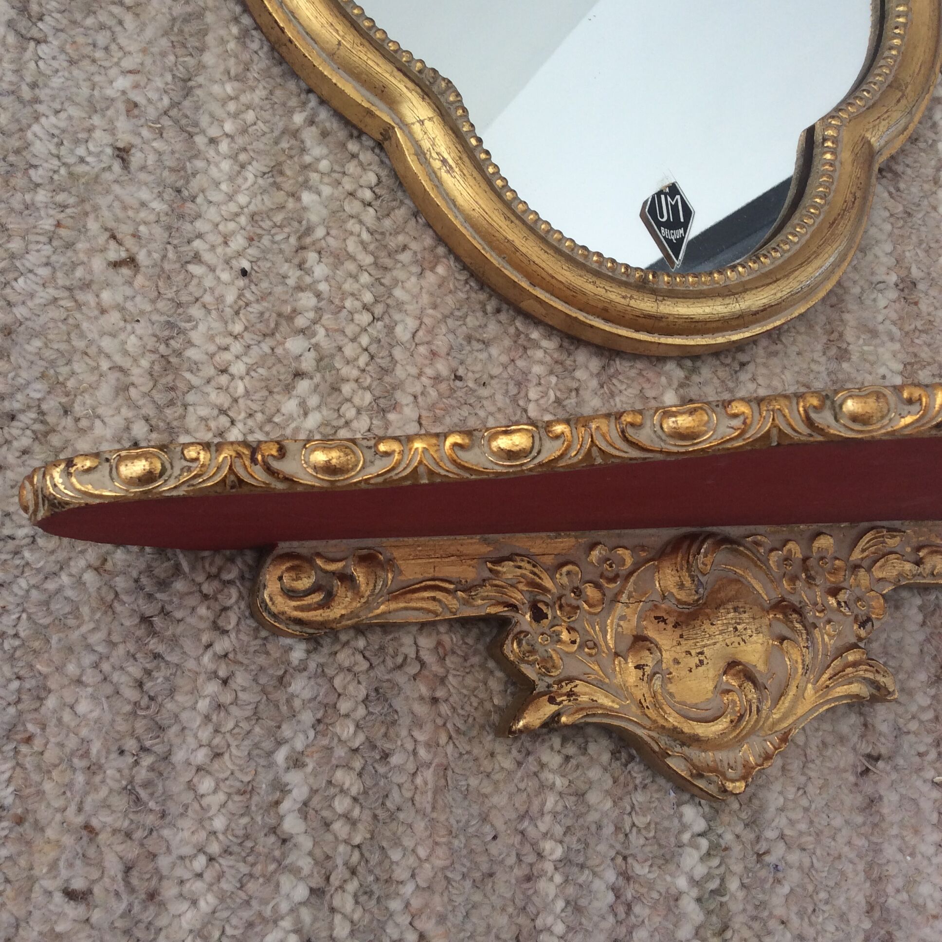 Mirror set and gilded wooden console