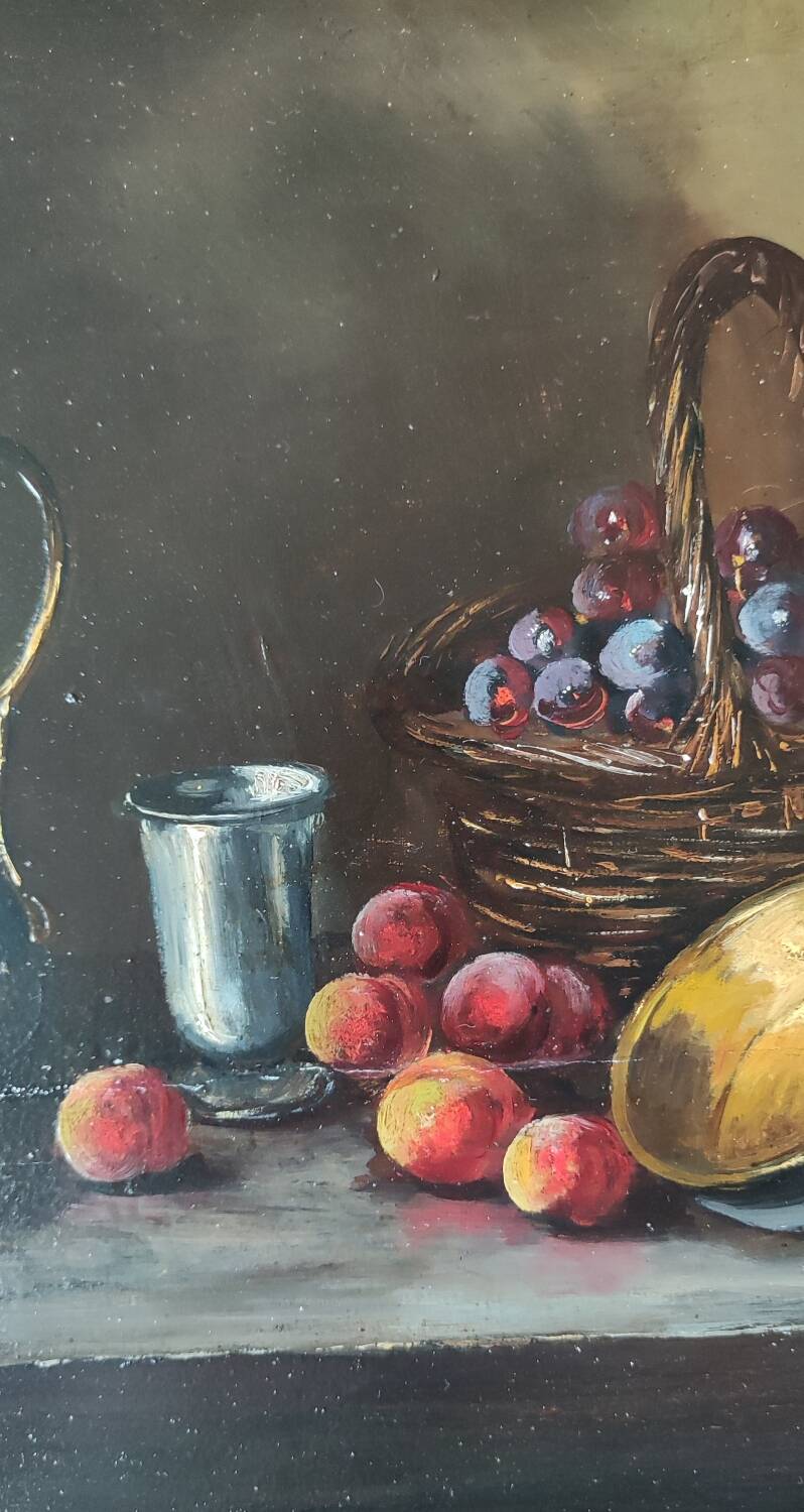 Old Still Life Oil Painting/Golden Frame/19th Century/L.Gervais