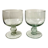 Paire de verres à pied en verre soufflé artisanal