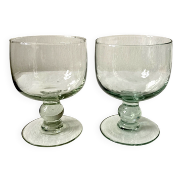 Pair of hand-blown glass goblets