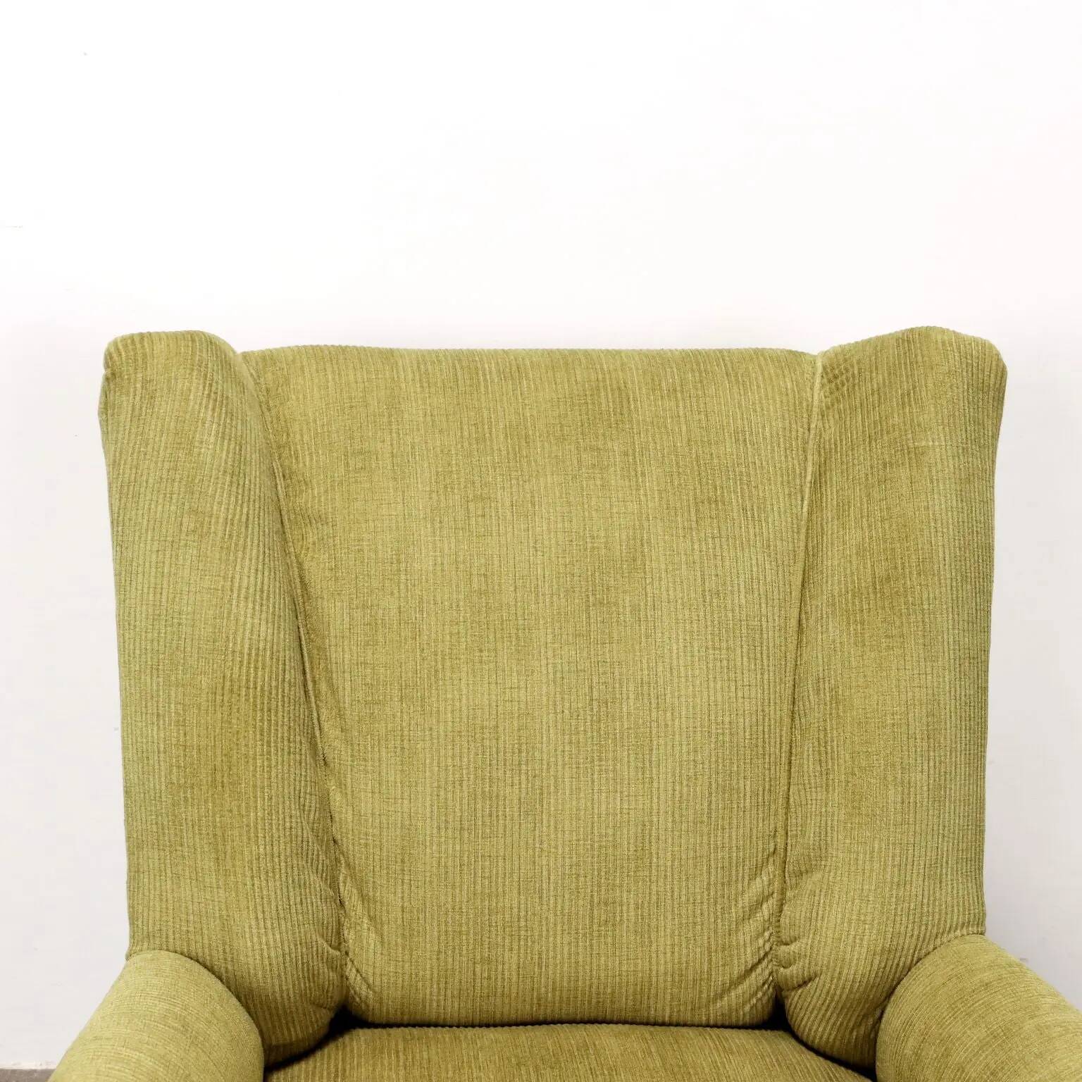 Vintage armchair in painted wood and velvet, Italy, 1950s-60s.