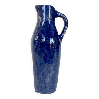 Large vintage ceramic blue pitcher