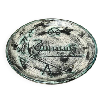 Mid-Century Handmade Ceramic Wall Plate with Viking Patterns from Arol, Norway, 1960s
