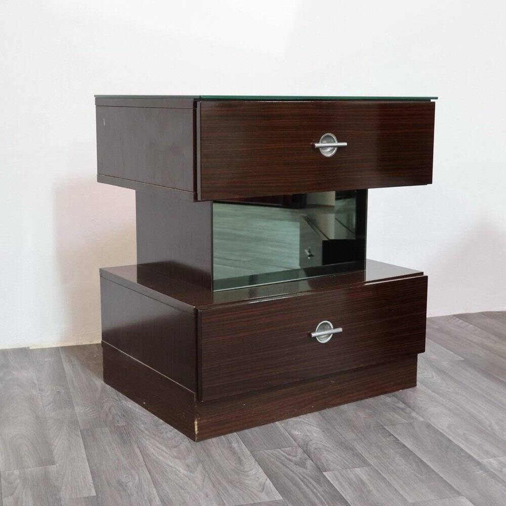 Macassar ebony bedside tables, cubic design, 1980s, set of 2.
