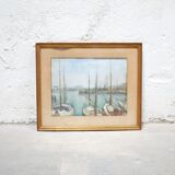 Old watercolor painting on paper signed F. Reys