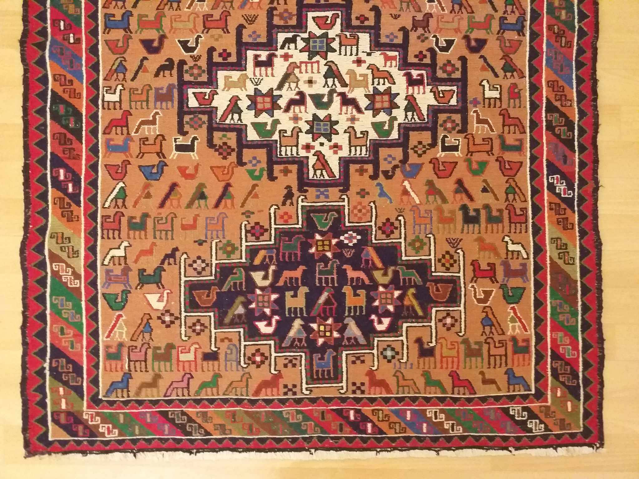 Kilim Anatolian Soumak handmade 142x118cm