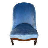 Toad armchair, blue velvet, vintage, 1950s
