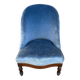 Fauteuil crapaud en velours bleu, années 50