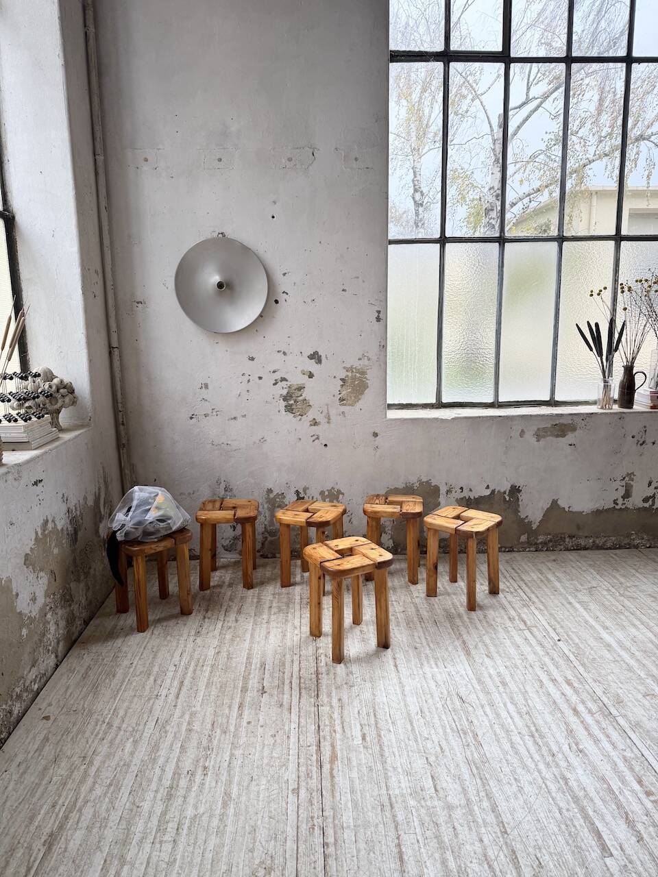 Set of 6 Olof Ottelin stools, Finland 1950.