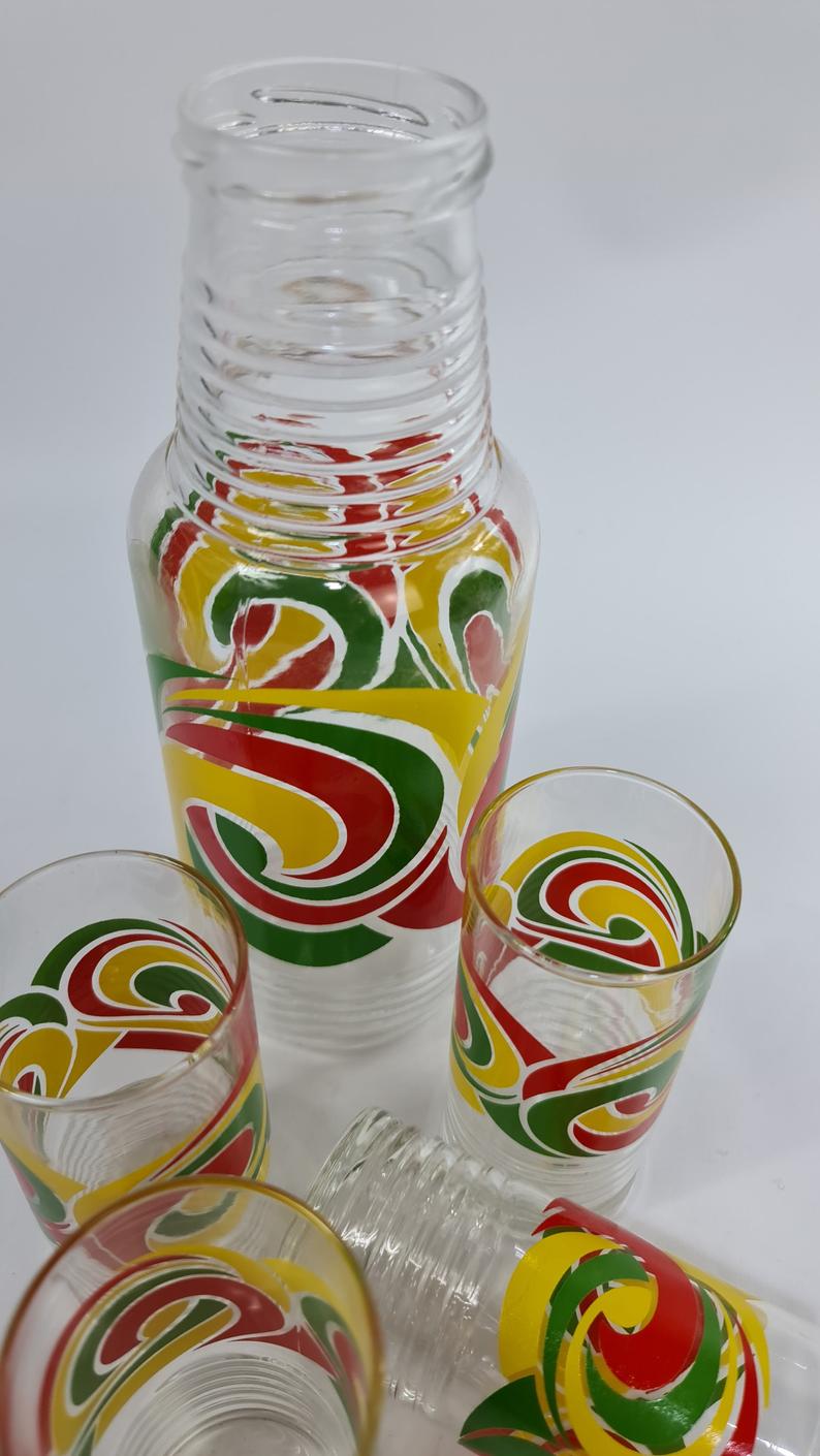 Carafe and vintage glasses from the 70s