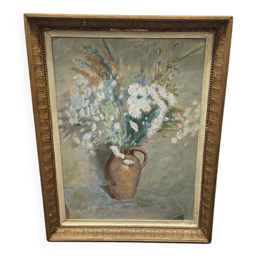 French Oil And Watercolor Flower Still Life, 2nd half 1800s