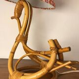 Lampe rotin forme cygne vintage