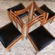 Set of 4 scandinavian chairs in blond teak and black skai 60s