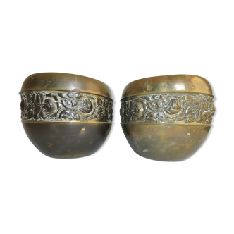 Art Deco brass pot cover