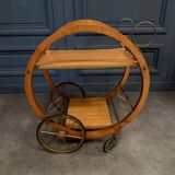 1960 curved wood bar serving trolley table