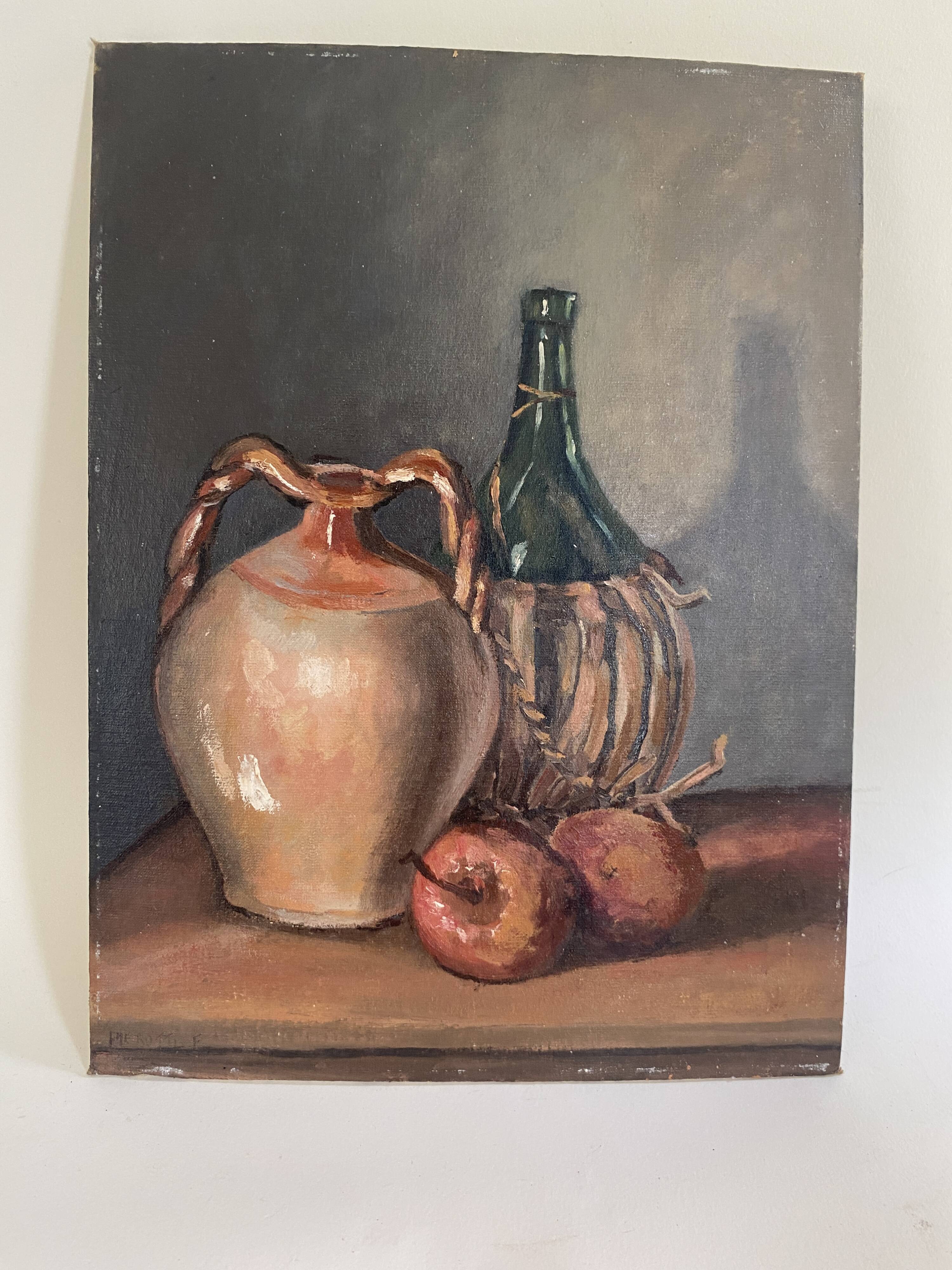 Still life oil, framed under glass