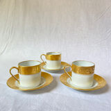Set of 6 cups and cups manufacture royale limoge gold inlay