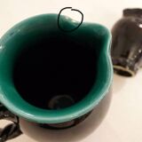 Set of 2 pitchers with braided handles, in Grandjan-Jourdan Vallauris earthenware, 1950