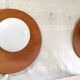 Globe-shaped wall sconces in opaline glass and wood - mid-20th century