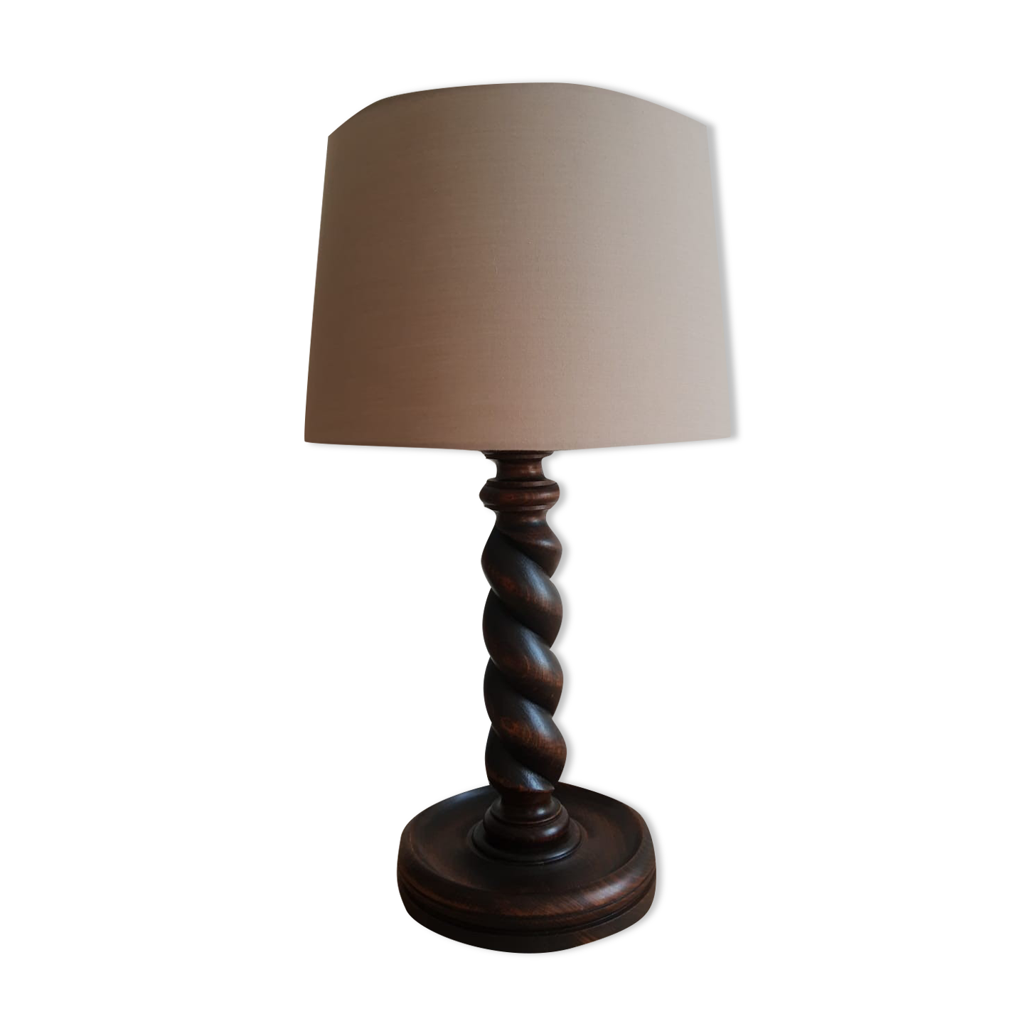 Turned wooden table lamp - vintage