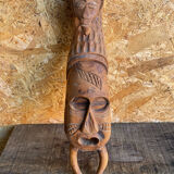 Sculpture African Mask Handcrafted Carved Wood Vintage #D882