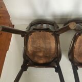 Baumann wood and leather chairs