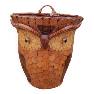 Panier vintage français, en forme de hibou