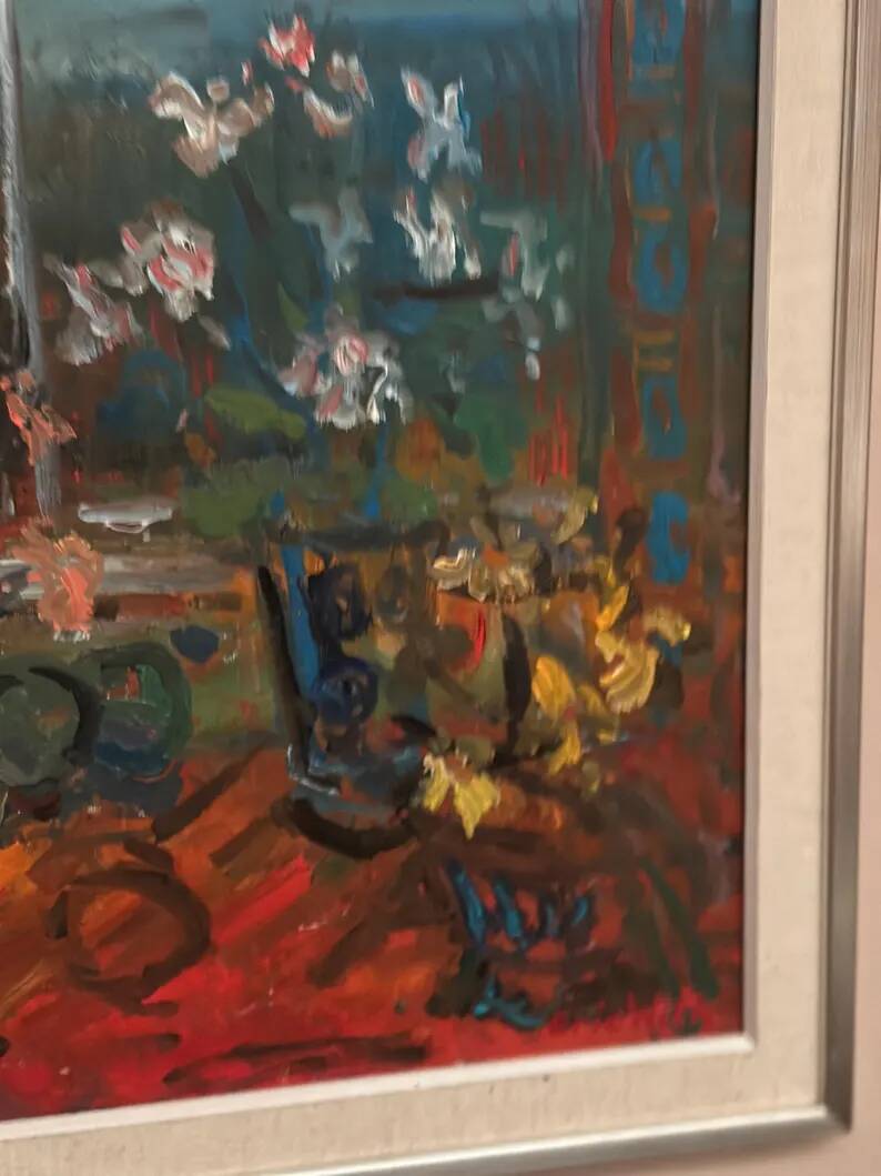 Original Swedish Oil on Canvas 'Still Life with Flowers' by Eric With