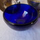 Metal and blue glass sugar bowl