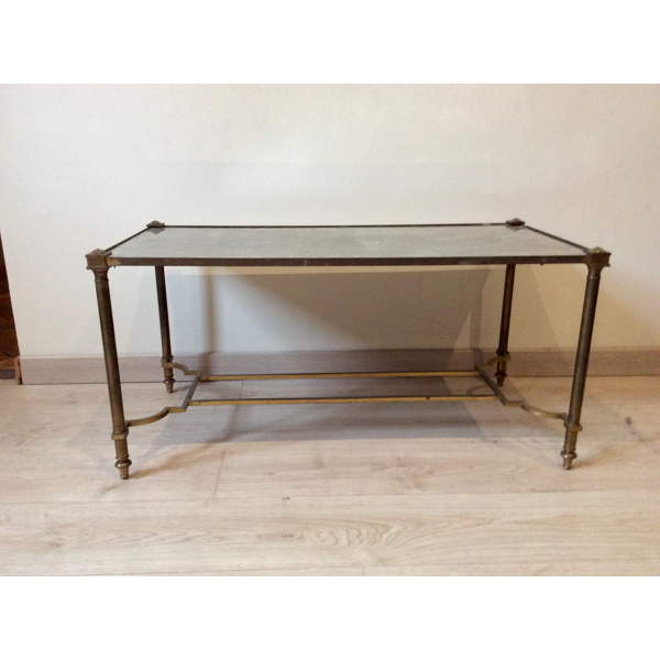 Neo Classical Brass Coffee Table With Aged Oxidized Mirror Tray Selency Neo Classical Brass Coffee Table With, Black Mirrored Coffee Table Tray