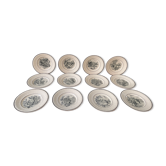 Set of 12 small plates Digoin Sarreguemines, "The Months"