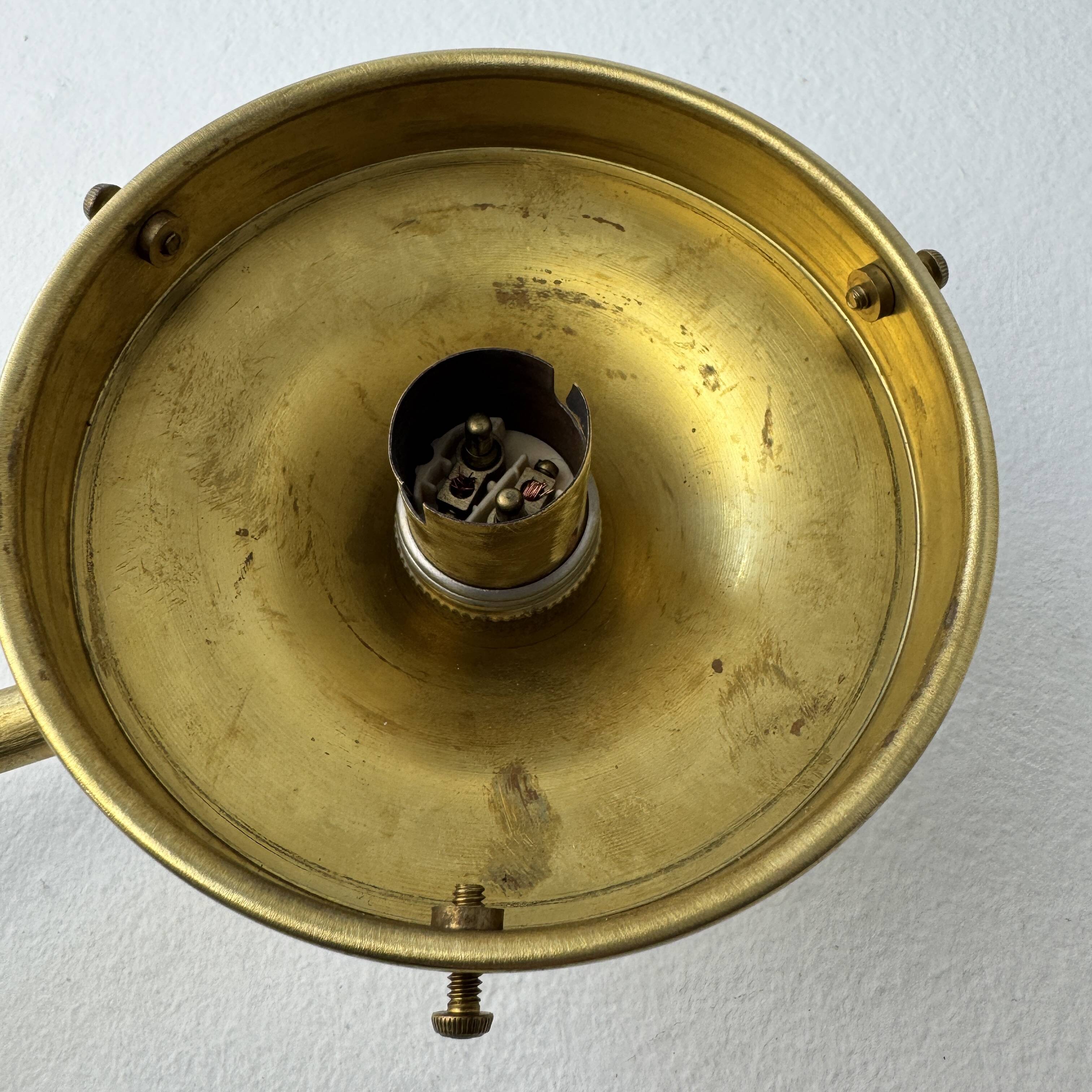 Antique brass & opaline pendant lamp vintage